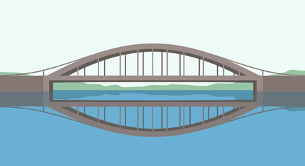 Fototapeta premium Modern Arch Bridge Reflection Over Calm Water Landscape