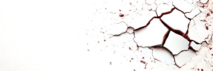 red paint background and crack in wall, png file, transparent background