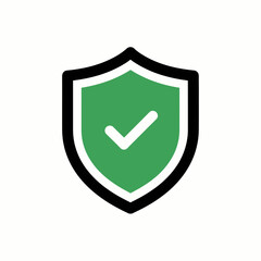 A security shield with a green tick inside, symbolizing protection and validation