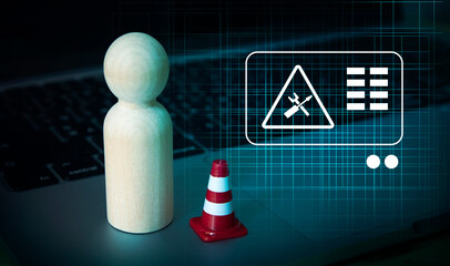 warning under construction , website under maintenance , troubleshooting and fixing