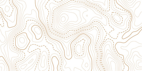 Fototapeta premium Topographic gold luxury map background. Geographic abstract pattern. Topo contour map on white background. Abstract background with waves Geographic mountain relief.