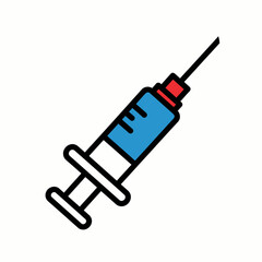 A graphic image of a syringe with blue liquid, a medical tool for injections.