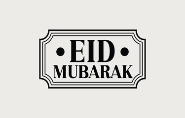 Eid Mubarak greeting card design with black text and border