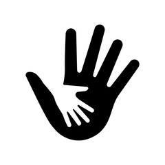 Obraz premium Father and son holding hands, vector flat style graphic design logo.