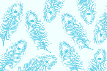 decorative blue peacock feather pattern background © starlineart