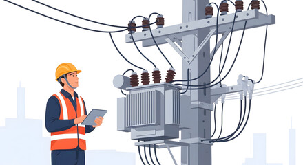 Electric Power Substation Engineering Illustration
