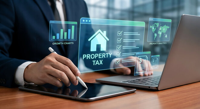  Real estate checklist concept showing a professional using digital tools to evaluate property tasks, highlighting housing management, investment planning. new