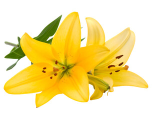 Vibrant yellow lilies blooming in full sunlight showcasing delicate petals.