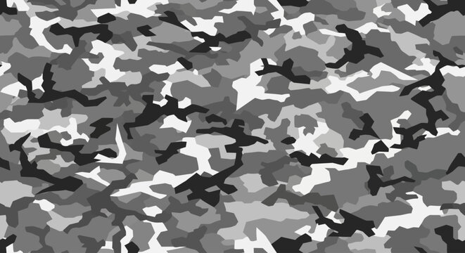 A black and white camouflage pattern with irregular shapes and varying shades of gray.