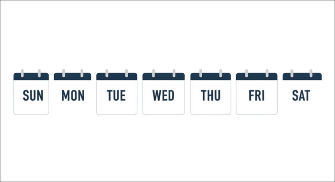 A row of calendar days displaying sunday through saturday