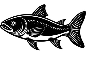 Fototapeta premium A black and white vector illustration of a fish with a minimalist design