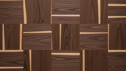 Elegant geometric parquet flooring with dark and light wood tones arranged in a modern pattern