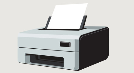 Modern Office Printer with Paper, Technology and Printing Concept