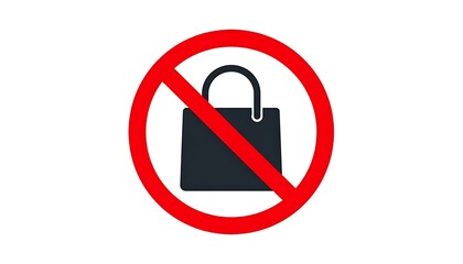 Prohibited sign a bag within a red circle with a diagonal line, against a white background
