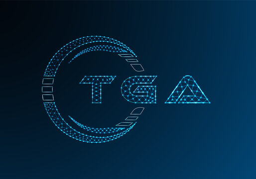 TGA low poly letter logo vector design. TGA lower poly logo design. Low poly logo.