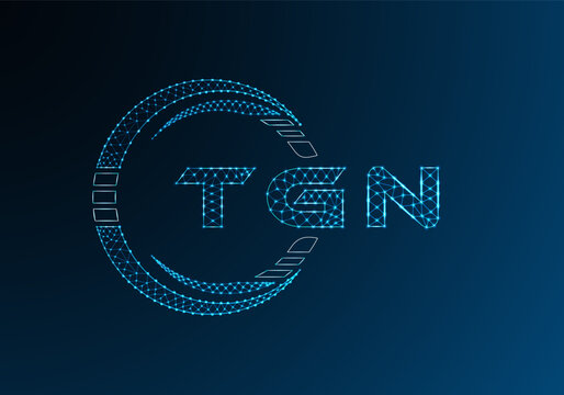 TGN low poly letter logo vector design. TGN lower poly logo design. Low poly logo.