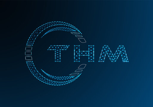 THM low poly letter logo vector design. THM lower poly logo design. Low poly logo.