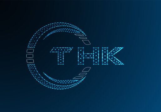 THK low poly letter logo vector design. THK lower poly logo design. Low poly logo.