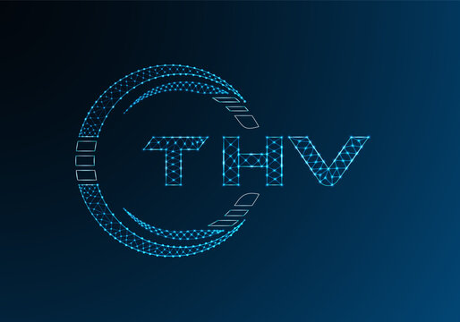 THV low poly letter logo vector design. THV lower poly logo design. Low poly logo.