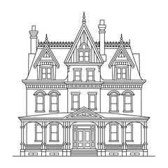 Obraz premium Victorian style house with three gabled roofs and decorative trim Victorian house windows doors desi