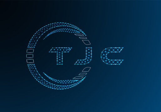 TJC low poly letter logo vector design. TJC lower poly logo design. Low poly logo.