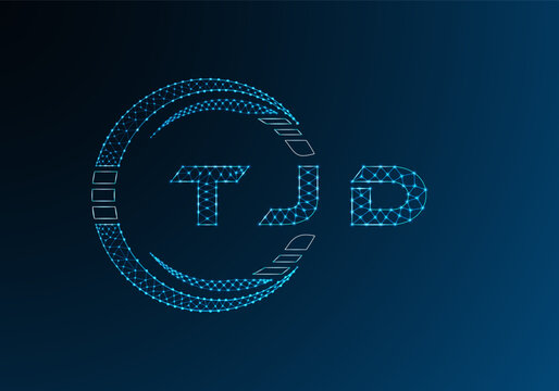TJD low poly letter logo vector design. TJD lower poly logo design. Low poly logo.