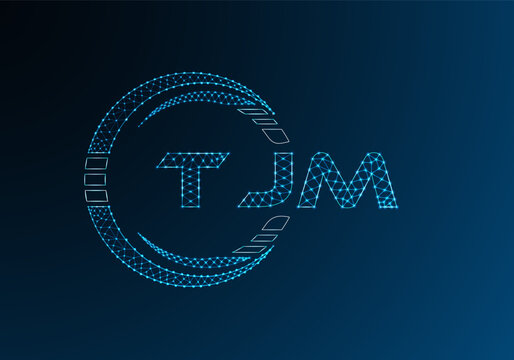 TJM low poly letter logo vector design. TJM lower poly logo design. Low poly logo.