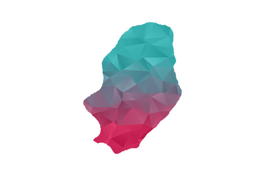 Niue Map - Polygon Style Vector Illustration in Teal and Red Gradient, Low Poly Geometric Design, Isolated on White Background for Infographics and Education.