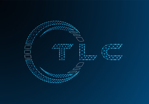 TLC low poly letter logo vector design. TLC lower poly logo design. Low poly logo.