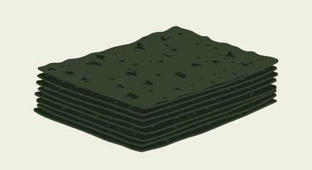 Stack of Dark Green Seaweed Sheets © jas