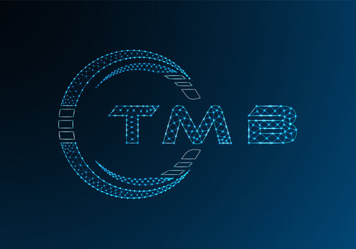 TMB low poly letter logo vector design. TMB lower poly logo design. Low poly logo.