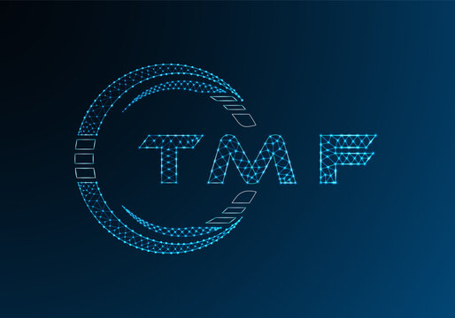 TMF low poly letter logo vector design. TMF lower poly logo design. Low poly logo.