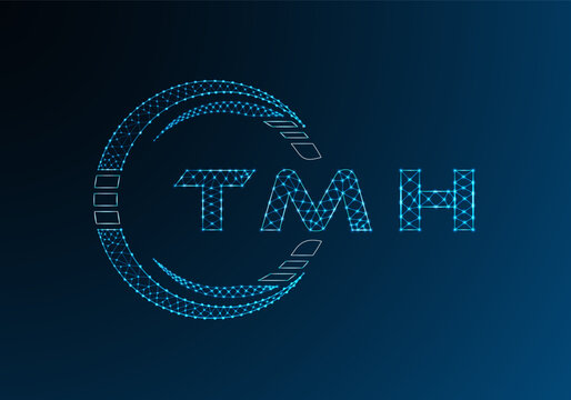 TMH low poly letter logo vector design. TMH lower poly logo design. Low poly logo.
