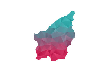 San Marino Map - Polygon Style Vector Illustration in Teal and Red Gradient, Low Poly Geometric Design, Isolated on White Background for Infographics and Education.