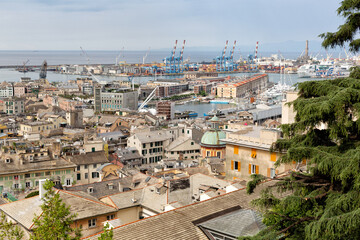 View from the scenic lookout Spianata Castelletto of buildings below