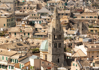 View from the scenic lookout Spianata Castelletto of buildings below