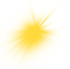 Obraz premium A radiant yellow sunburst effect with soft, tapered light rays emanating from a dense glowing center against a neutral gray backdrop.