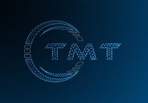 TMT low poly letter logo vector design. TMT lower poly logo design. Low poly logo.