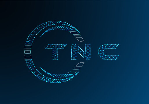 TNC low poly letter logo vector design. TNC lower poly logo design. Low poly logo.