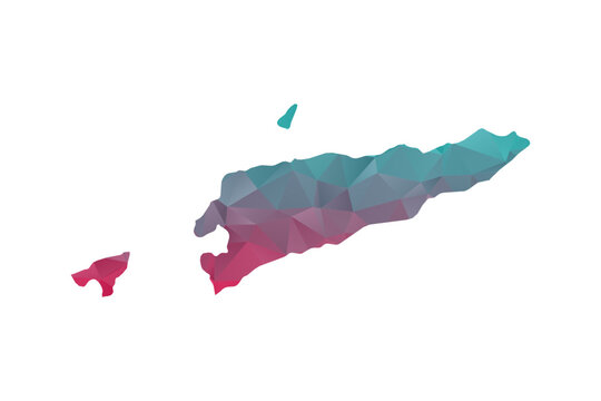 Timor Leste Map - Polygon Style Vector Illustration in Teal and Red Gradient, Low Poly Geometric Design, Isolated on White Background for Infographics and Education.