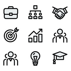 Business and finance line icons vector concept