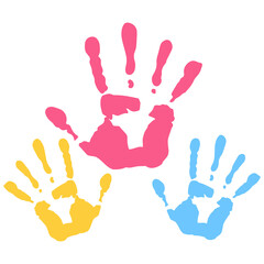 Colorful Hand Prints Kids Children Illustration Art