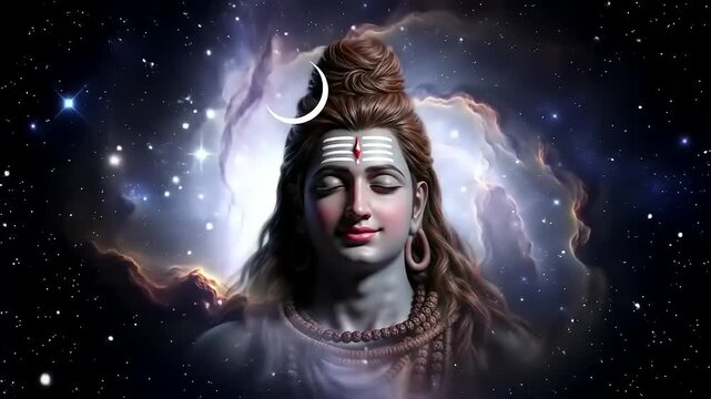 Serene Shiva with Cosmic Background.