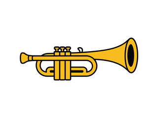 Obraz premium A simple illustration of a yellow trumpet against a white background.