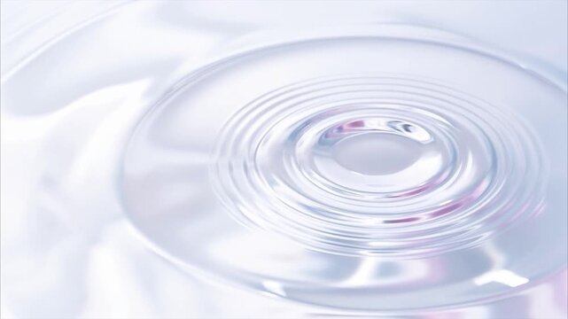 Macro shot of water ripple with silver-blue mercury-like metallic luster in slow motion.