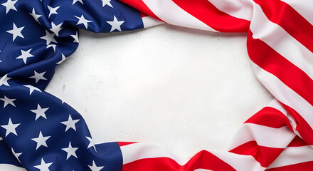 Obraz premium American flag fabric border on white background for patriotic designs