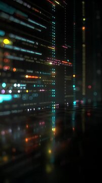 Cinematic Close Up of Abstract Programming Code on Monitor Screen