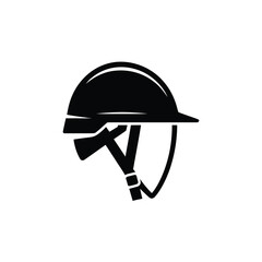 Fototapeta premium A simple black icon of a safety helmet on a white background.