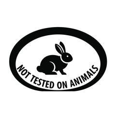 Fototapeta premium Vector illustration icon black and white oval label with rabbit silhouette and cruelty free message