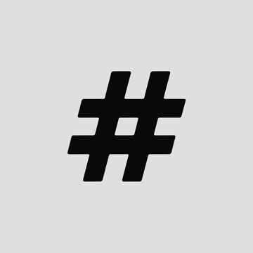 A simple black hashtag symbol on a light gray background.